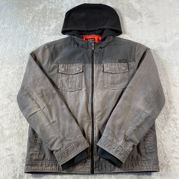 Fox Racing Jacket‎ Mens XL Gray Canvas Heritage Forged Urban